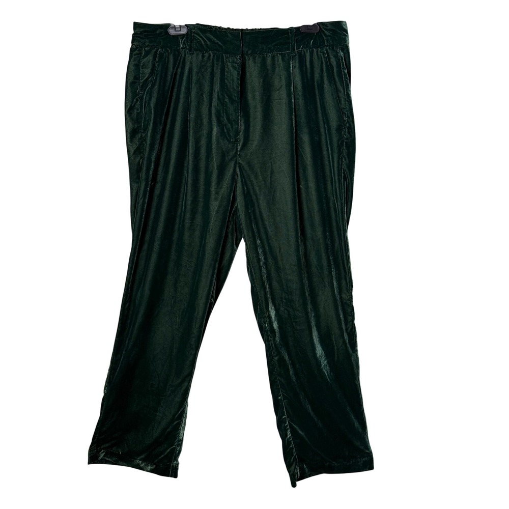 Old Navy Taylor Wide Leg Green Velvet Flare Pants Size‎ L Whimsigoth Academia